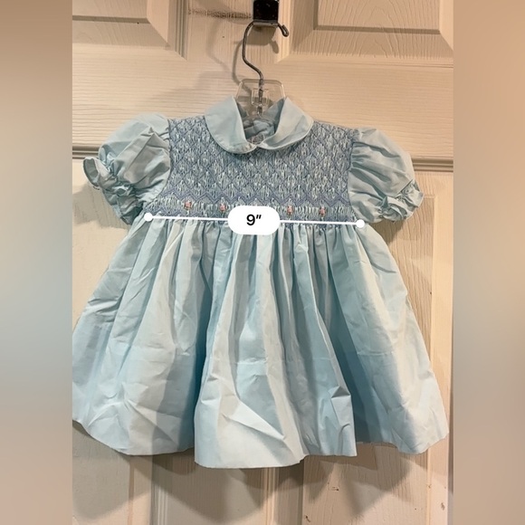 🐰 A Little Angel Vintage Smocked Hand Embroidered Baby Dress size 9m - Picture 6 of 7